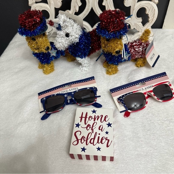 American July 4 Memorial Day Sun Glasses Unicorn Weiner Dog Home Decor Wood Sign - Picture 1 of 16